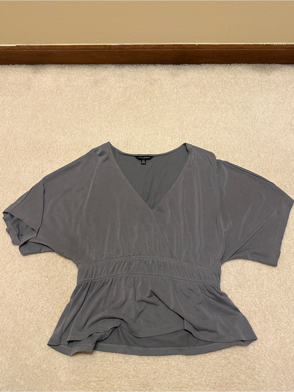 Lucky Brand Slate Gray V-Neck Elastic-Waist Tunic